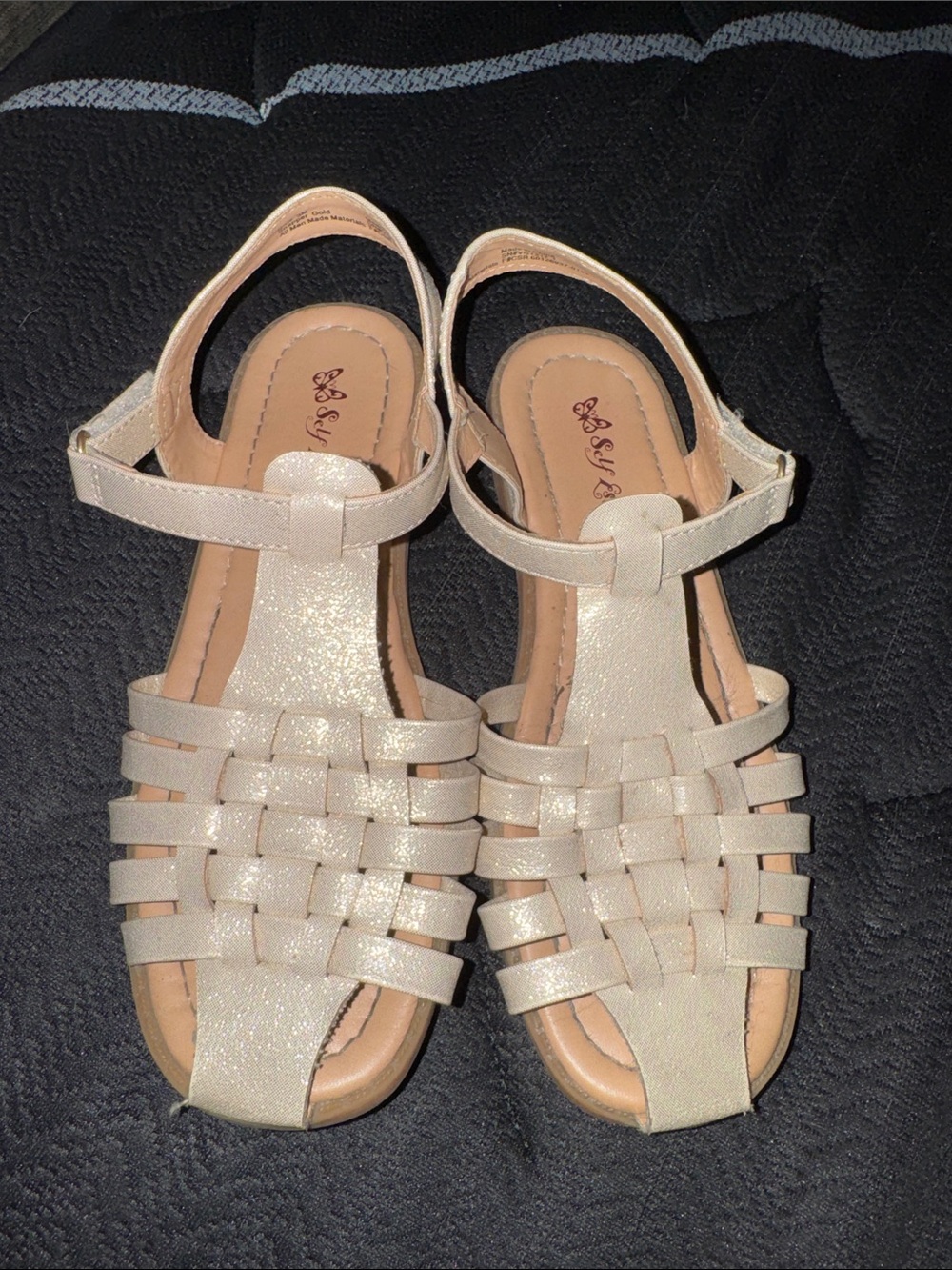 Girls' Sparkle Cream Woven Sandals - Brand: